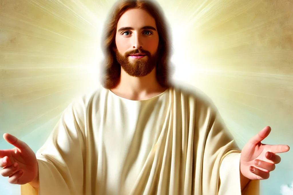 DALL·E 2024 10 08 20.54.47 A serene and compassionate image of Jesus standing in a peaceful radiant light with His arms gently extended as if welcoming and embracing the viewe edited - Jesus Tem uma Mensagem para Você: Abra Seu Coração e Receba