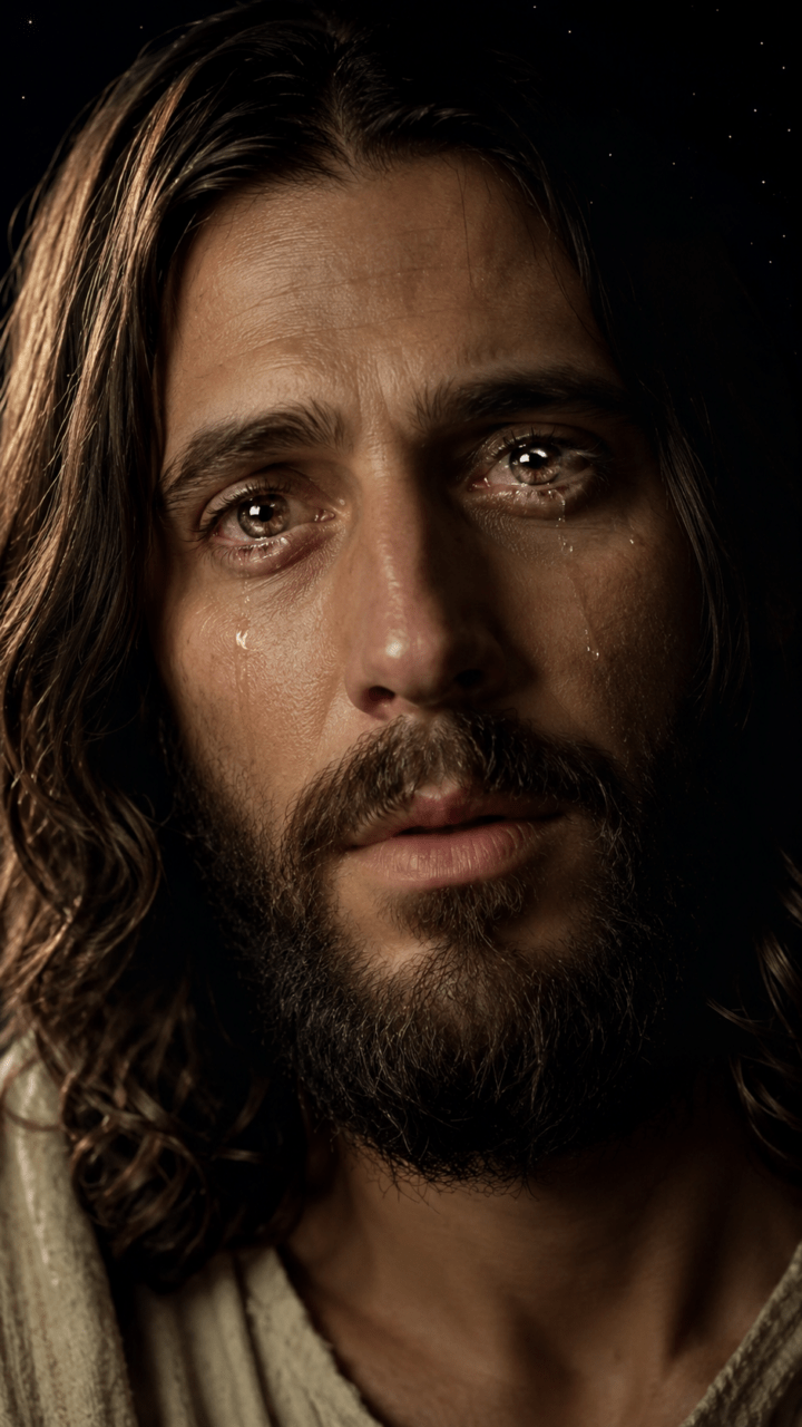 Jesus com lágrimas nos olhos