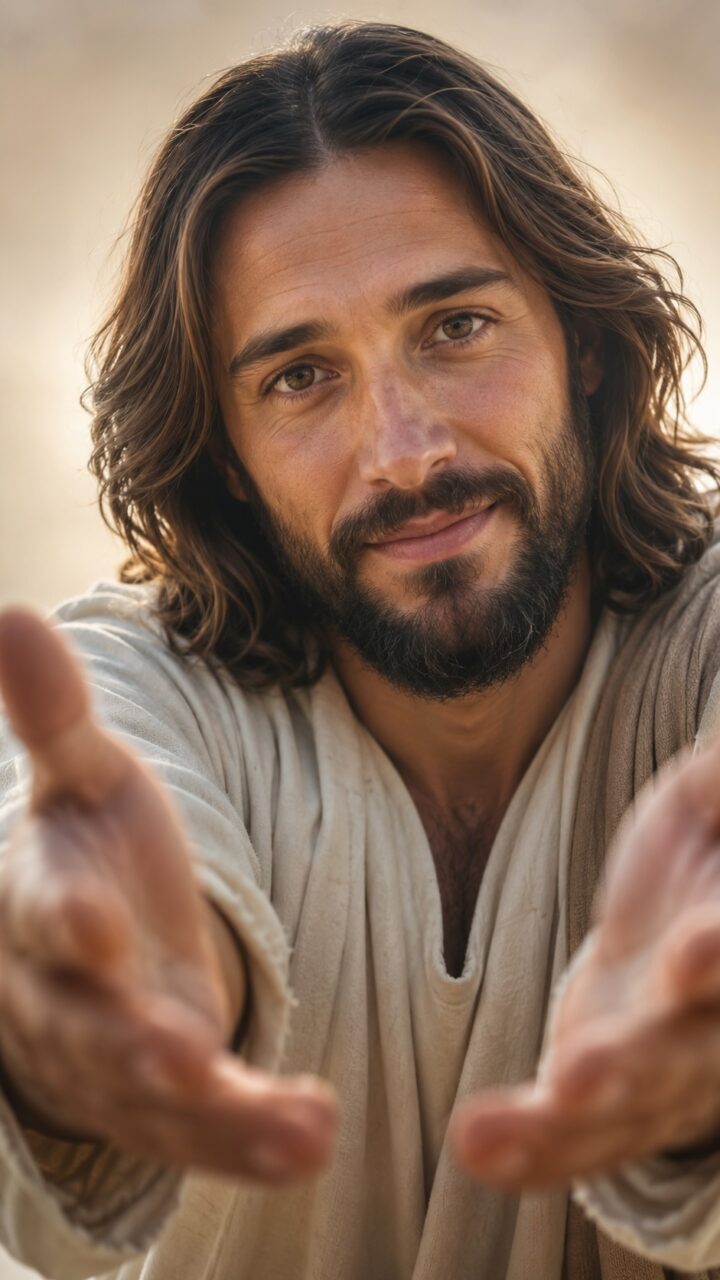 Jesus com os braços estendidos