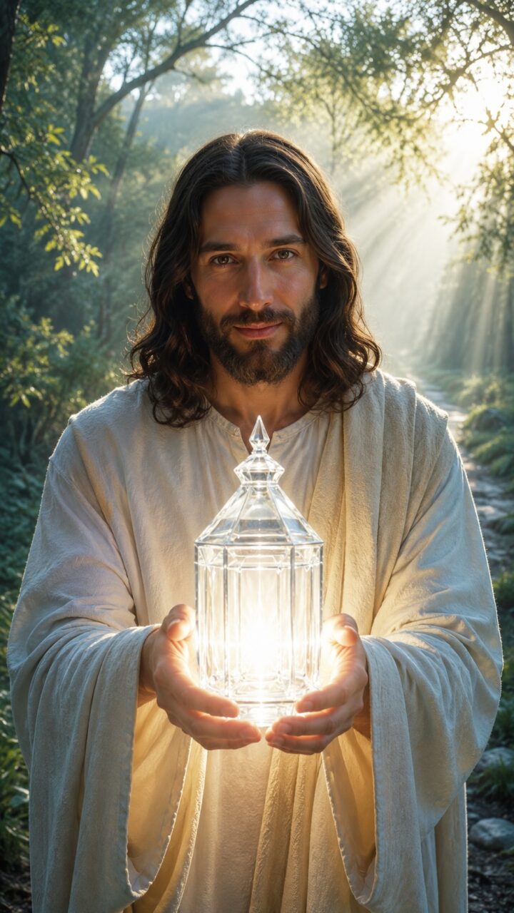 Jesus com uma lamparina de cristal