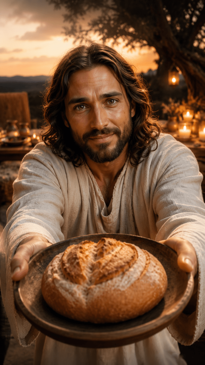 Jesus entregando um pão