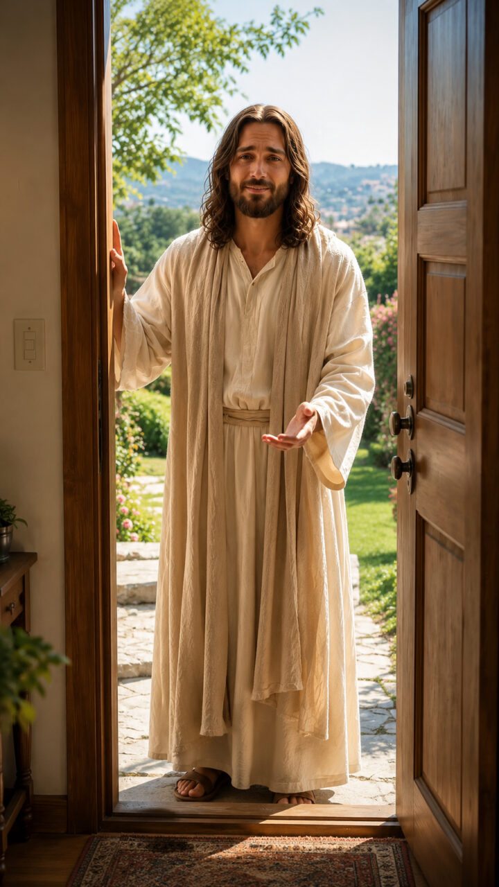Jesus na porta de uma casa querendo entrar