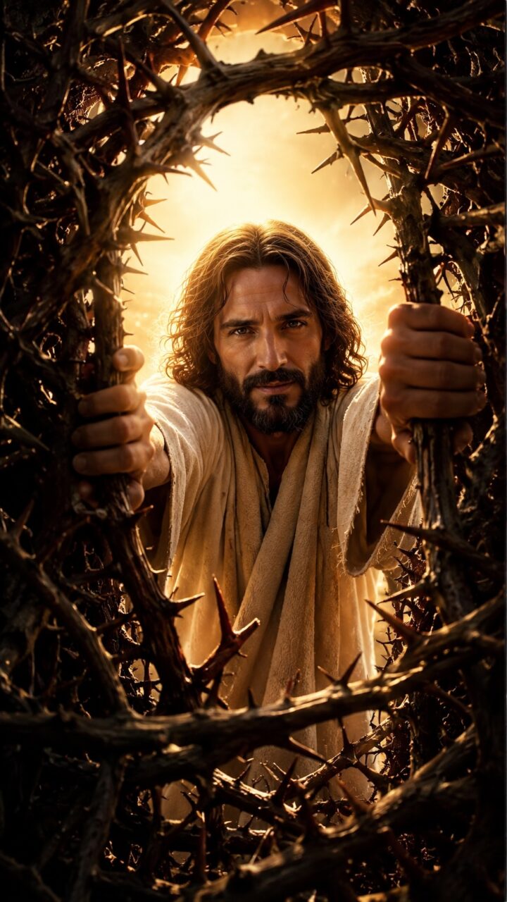 Jesus tirando muitos espinhos