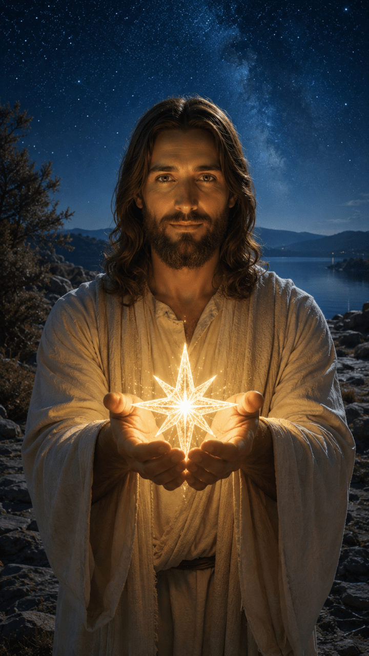 Papel de parede de Jesus Segurando uma Estrela Brilhante para celular