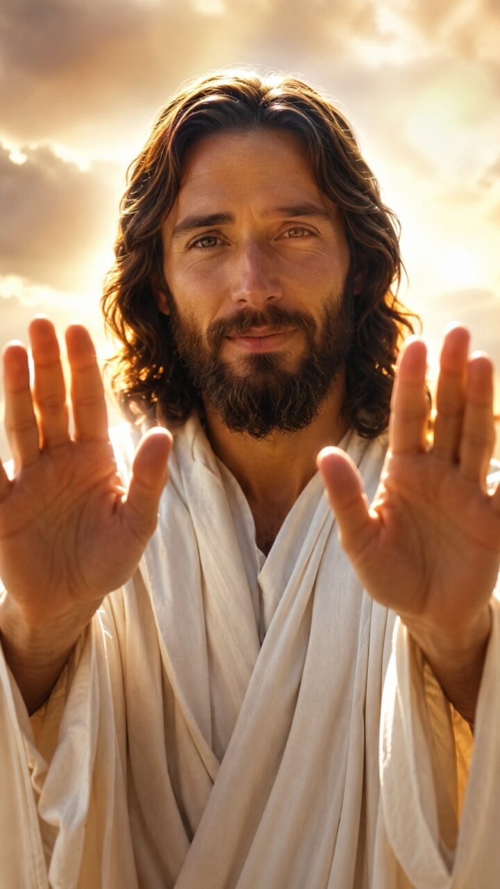 Jesus abençoando com as mãos