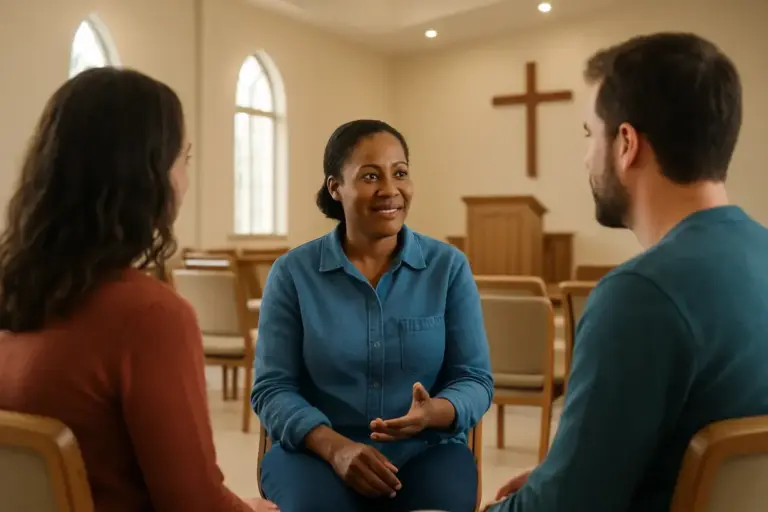Ilustração conceitual sobre Igreja Adventista de Theobroma inaugura novo templo após mobilização e oração da comunidade; gerada por IA, sem retratar o acontecimento.